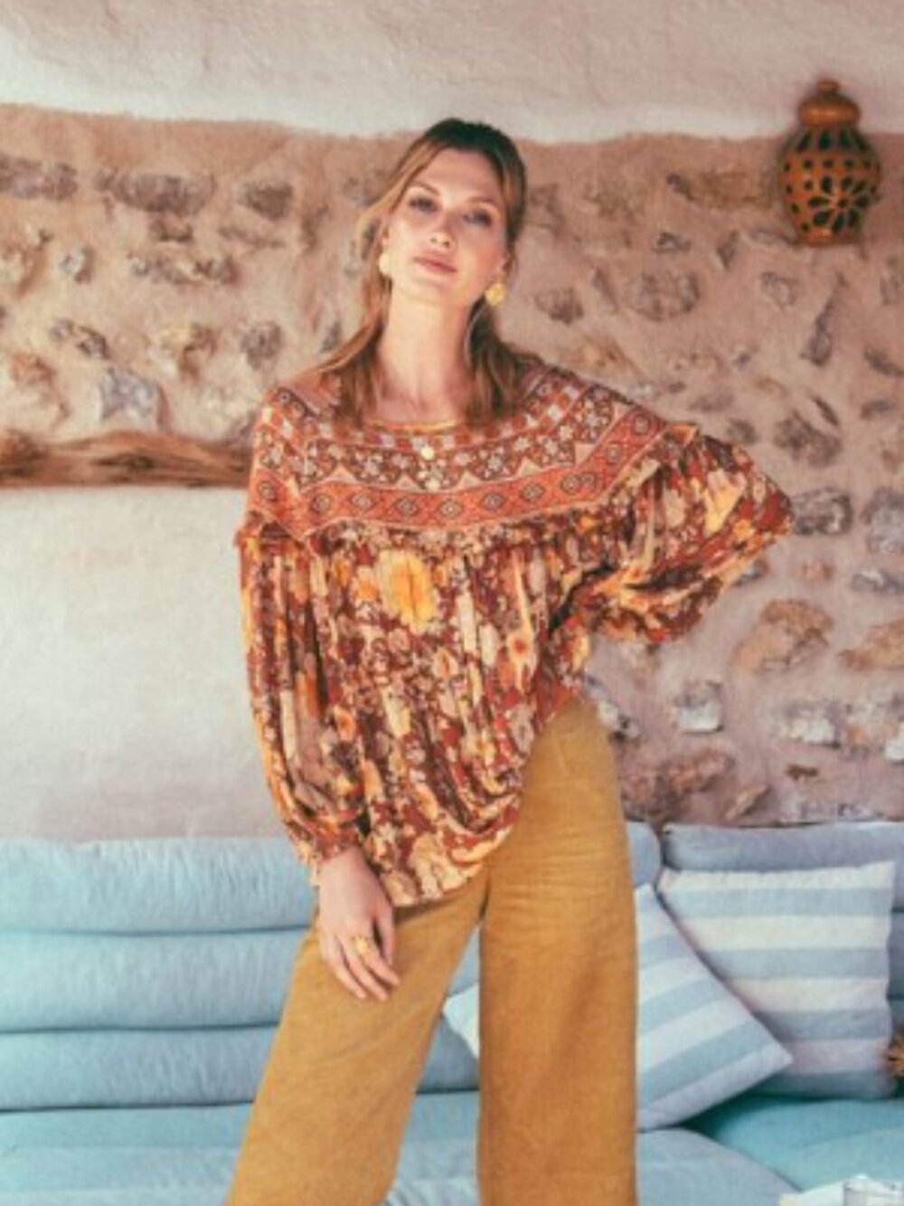 Spell Amethyst Blouse in Amber Floral horse print Sz XS